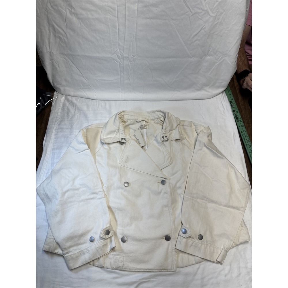 Women's Denim Cropped Trench Jacket - Universal Thread - 1X -Off-White- NWT